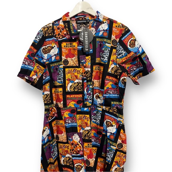 BNWT Dangerfield Cereal Cotton Shirt Dress Retro Australiana NZ Theme Print - Picture 2 of 10